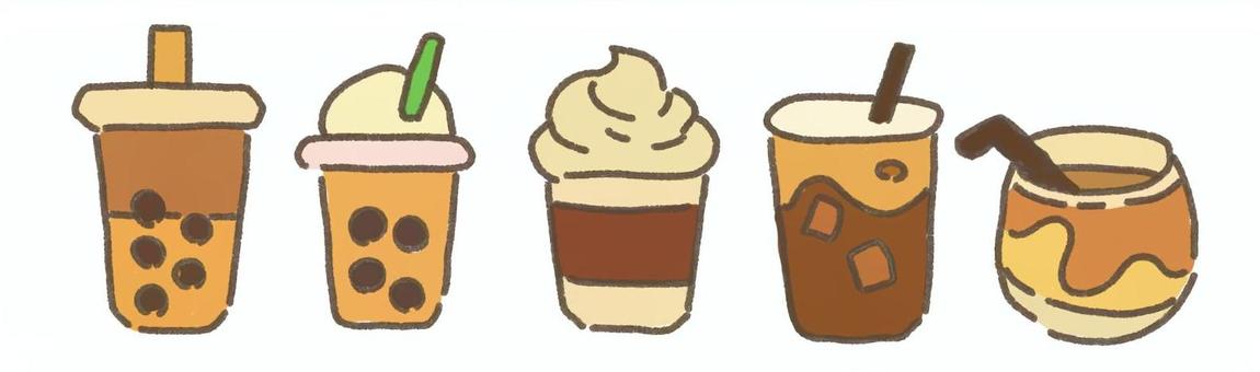 タピオカとハニーラテのアイコン タピオカ,ドリンク,飲み物,ラテ,ストロー,カフェ,喫茶店,スイーツ,クリーム,ホイップのイラスト素材