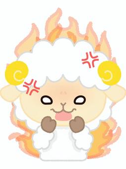 ヒツジブチ切れ 羊,怒る,切れる,ブチ切れ,激怒,激高,憤怒,炎,イライラ,許さないのイラスト素材