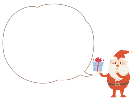 内緒でつぶやくかわいいサンタ　吹出白 サンタ,サンタクロース,クリスマス,内緒,こっそり,プレゼント,ギフト,吹き出し,吹出,フキダシのイラスト素材