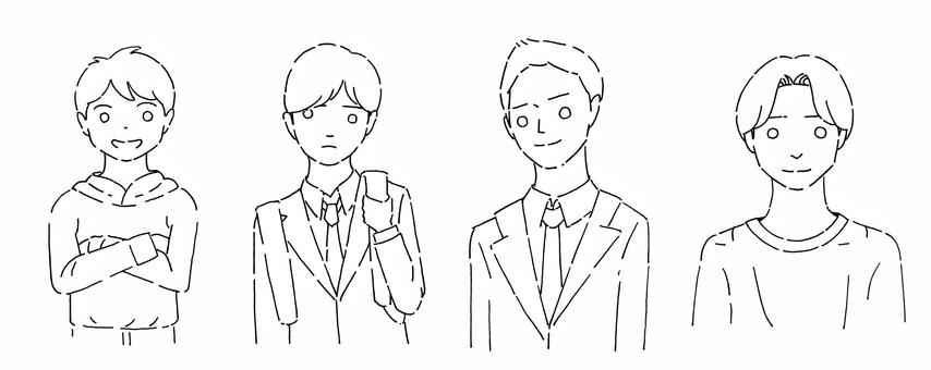 4 types of boys (each school), JPG 4 types of boys (each school), 4 people, boy, primary school students, JPG