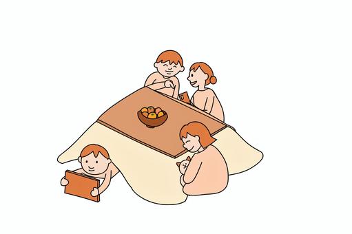 家族団欒 親子2世代 ベクター 家族団欒 親子2世代 ベクター 家族団欒,親子,2世代,ベクター,手描き,コタツ,父,母,男の子,女の子のイラスト素材