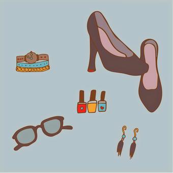 Illustration of fashion items, JPG, PNG and EPS Illustration of fashion items, fashion, sunglasses, high heels, JPG, PNG and EPS