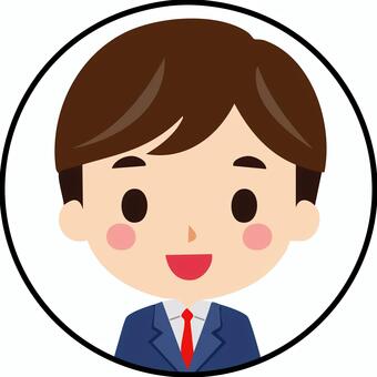 ネクタイ締めた男性丸アイコンその７ 男性,男子,男,学生,会社員,サラリーマンのイラスト素材