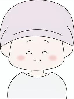 医療用帽子　笑顔 医療用帽子,ケア帽子,笑顔,笑う,ほほえむ,にこにこ,上機嫌,嬉しい,治療中,抗がん剤のイラスト素材