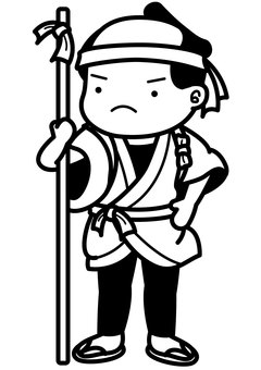 門番-1c 門番-1c 門番,見張り,江戸,時代劇,仕事,職業,半纏,着物,股引き,草履のイラスト素材