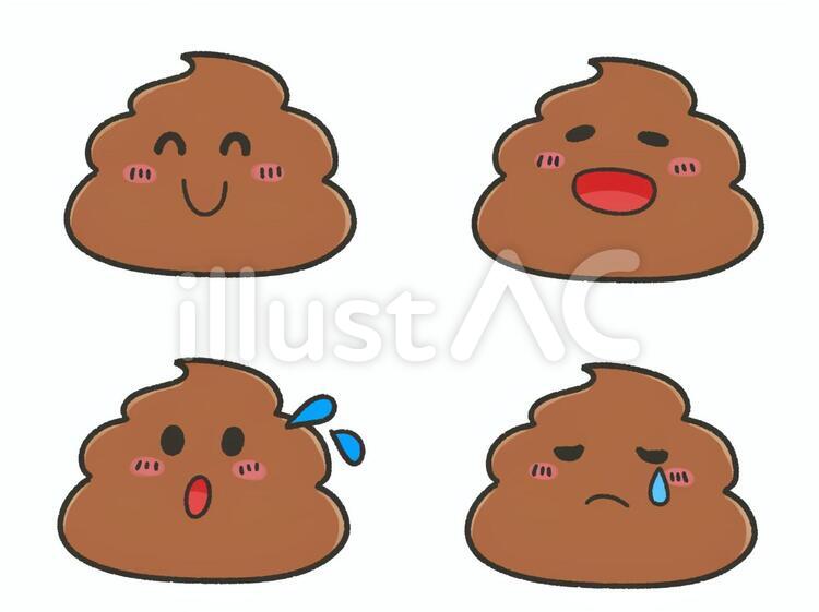 かわいいうんちの表情セット うんち,うんこ,かわいいのイラスト素材