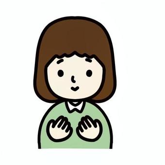 手を胸に当てて安心する女の子 女の子,表情,ボブヘア,男の子,短髪,正面,手,胸の前,落ち着く,コミカルのイラスト素材