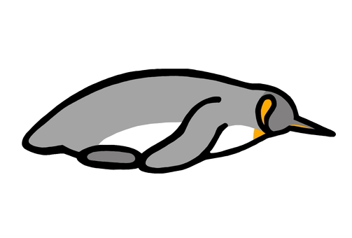 腹ばいのキングペンギン キングペンギン,オウサマペンギン,ペンギン,鳥,まるまる,寝る,寝そべる,腹ばい,トボガン,うつぶせのイラスト素材