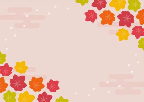 秋の紅葉の和柄背景素材02 敬老の日,秋,紅葉,もみじ,背景,敬老,フレーム,和柄,和風,紙吹雪のイラスト素材