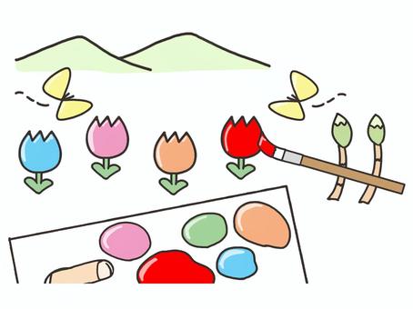 Illustration, coloring book, flower, pen, 