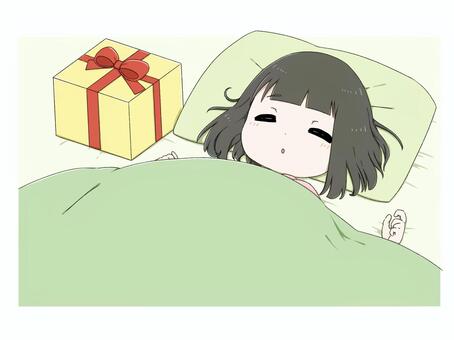 クリスマスプレゼント クリスマス,プレゼント,クリスマスプレゼント,夜,サンタさん,女の子,就寝のイラスト素材