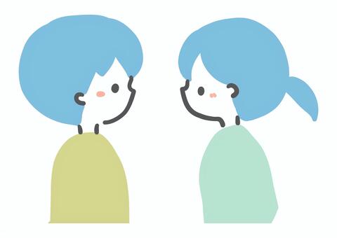 見つめあう男女 男女,カップル,見つめる,好き,恋,告白,バレンタイン,女性,シンプル,ラフタッチのイラスト素材