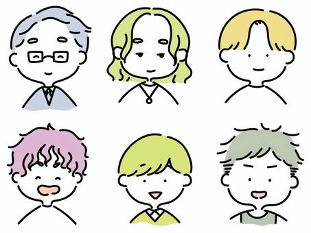 いろんなアイコン　男性 アイコン,お顔,表情,顔,髪型,セット,男性,男,人物,かわいいのイラスト素材