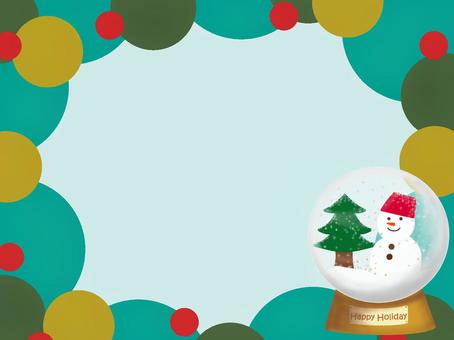 スノードームのクリスマスフレーム フレーム,スノードーム,おもちゃ,クリスマス,モチーフ,雪だるま,もみの木,クリスマスツリー,雪,雪柄のイラスト素材