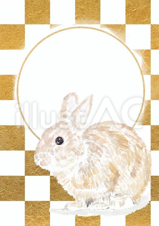 卯年の年賀状フォトフレーム 年賀状,年賀,2023のイラスト素材