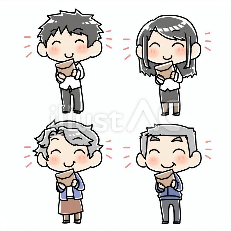嬉しい手紙もらう人たち 嬉しい,吉報,人々のイラスト素材