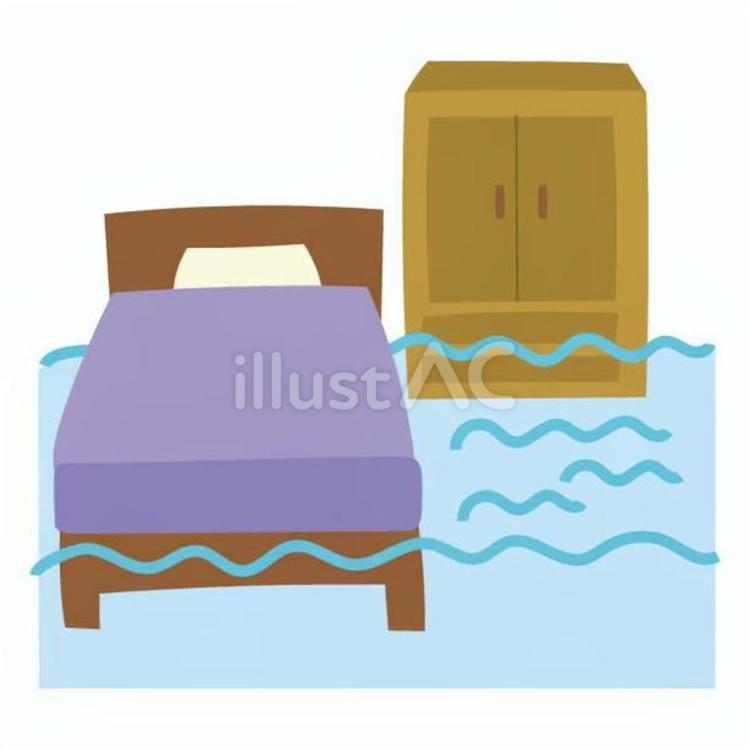 浸水した寝室 住宅,トラブル,家のイラスト素材