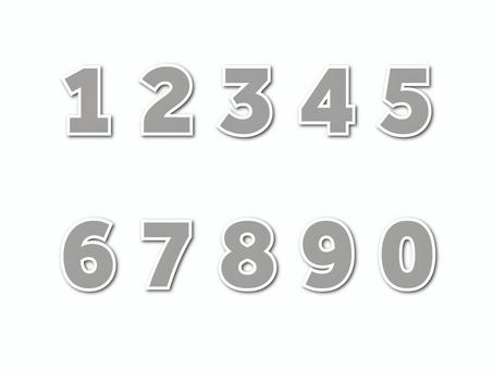 数字（白縁・影付）01-03 数字,ナンバー,番号,灰,縁,影,セット,アイコンのイラスト素材