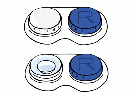 コンタクトレンズ コンタクトレンズ,ケア,消毒,ケース,保存,主線あり,イラスト素材,広告,チラシ,cmのイラスト素材