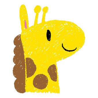 クレヨン＿動物_キリン2 キリン,クレヨン,落書き,お絵描き,手描き,絵,動物,かわいいのイラスト素材