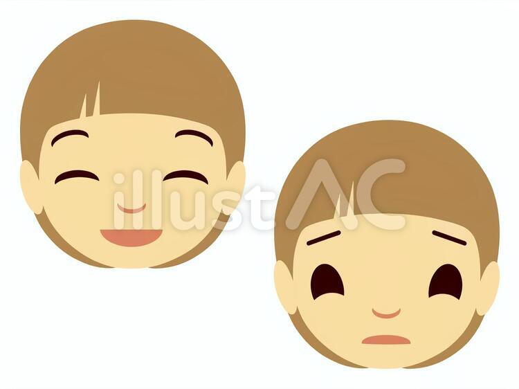 うれししい顔困った顔シンプルイラスト素材 顔,嬉しい,子供のイラスト素材