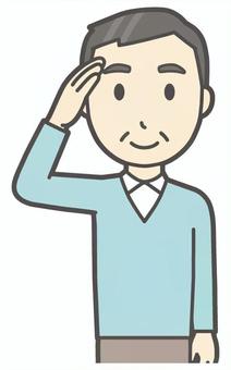 ニット中年男性-236-バスト  ニット中年男性-236-バスト 挨拶,おじさん,男性,中年,お父さん,パパ,シニア,ミドルエイジ,人物,かわいいのイラスト素材