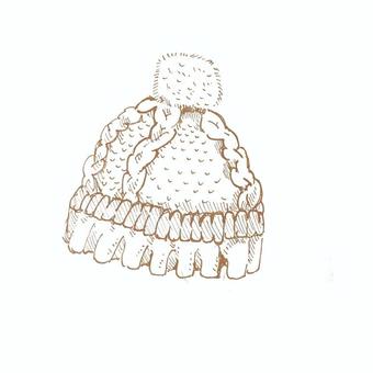 Fluffy Knit Hat Brown, , JPG