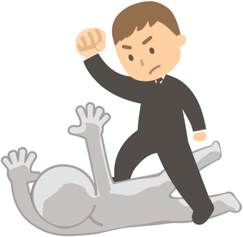 正義感から私刑を行ったスーツ男性文字なし 正義,正義感,私刑,踏みつける,蹴る,スーツ,会社員,悪者,成敗,勧善懲悪のイラスト素材