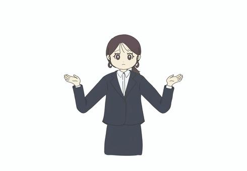 社員さん困る 会社員,困る,スーツ,お手上げ,女性,呆れるのイラスト素材