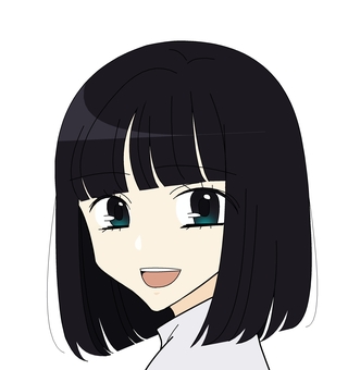 笑顔のボブヘアーの女性 人物,萌え系,笑顔,ボブヘアー,ボブカット,黒髪,可愛い,女性,女の子,若いのイラスト素材