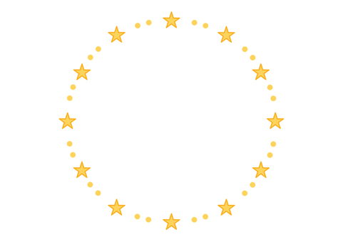 星とドットの丸フレーム（黄色） フレーム,枠,飾り枠,星,光,キラキラ,天体,七夕,クリスマス,ドットのイラスト素材