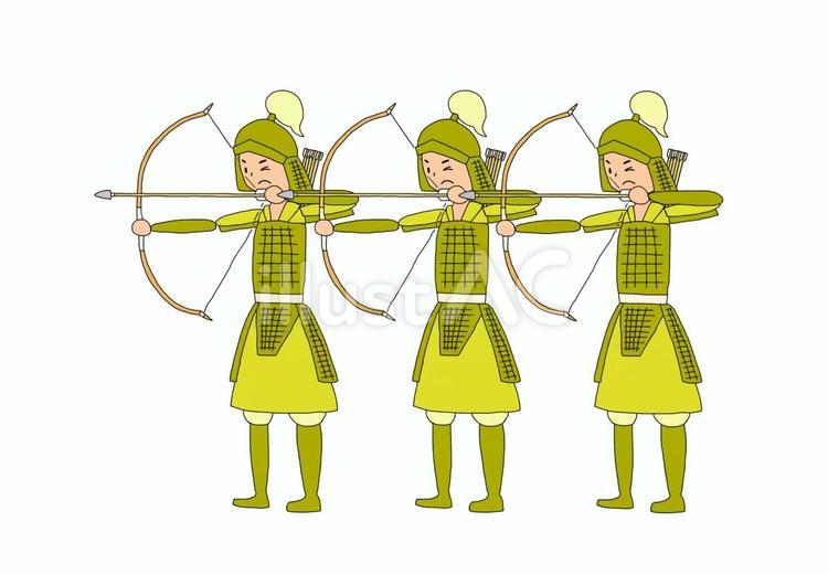 中国の弓隊 戦士,兵士,兵隊のイラスト素材