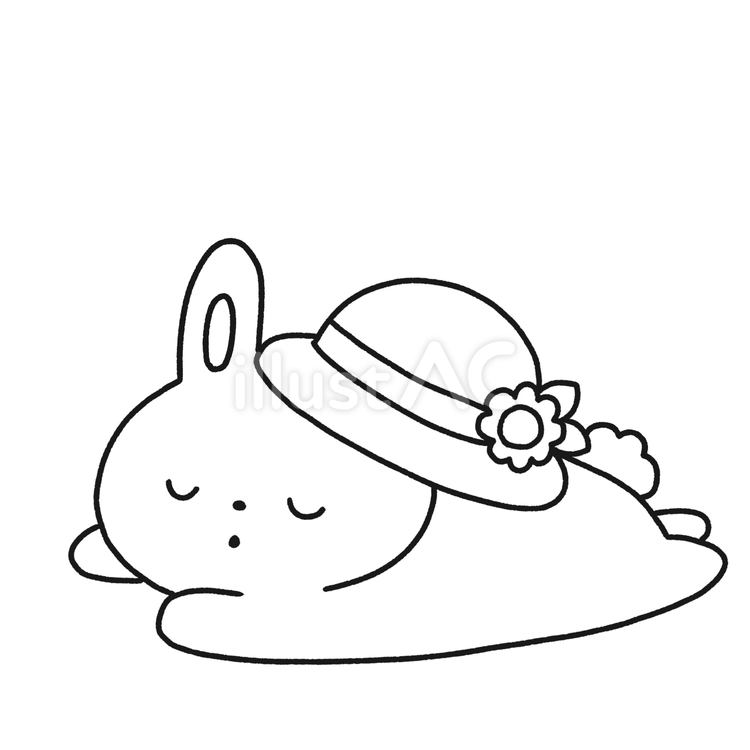 うさぎと麦わら帽子 うさぎ,麦わら帽子,夏のイラスト素材