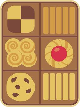 クッキーの詰め合わせ・縦 クッキー,詰め合わせ,箱,ビスケット,サブレ,ガレット,おいしい,食べ物,おみやげ,お菓子のイラスト素材