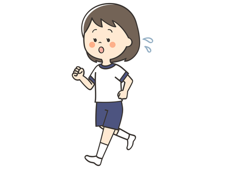 走る体操服の女の子 走る,歩く,運動,マラソン,持久走,学校,小学校,体育,授業,女の子のイラスト素材