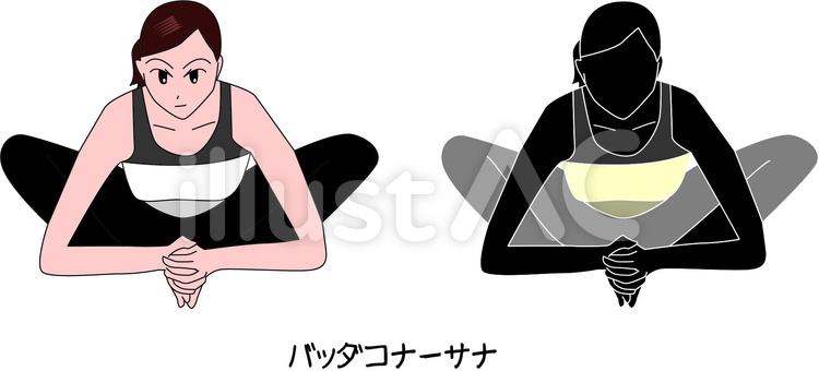 ヨガ　ポーズ　健康　インド　股関節　女性 ヨガ,健康,インドのイラスト素材