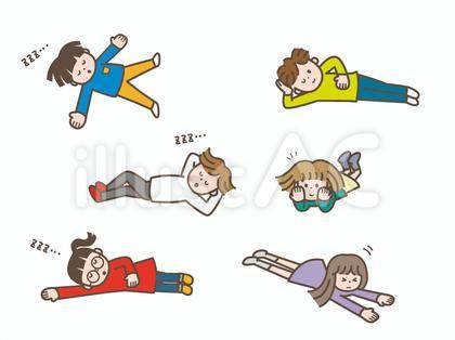 寝たり横になる小学生