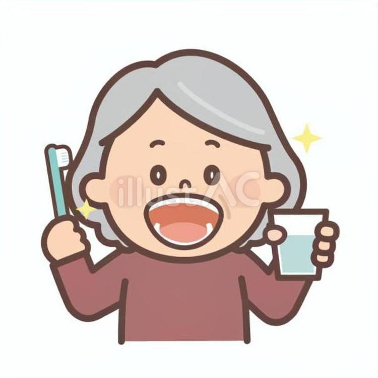 歯が綺麗がおばあさん 歯,歯科,歯磨きのイラスト素材