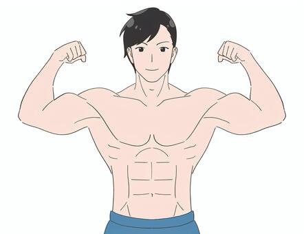 筋肉ムキムキの男性　イラスト 男性,男子,筋肉,筋トレ,ムキムキ,マッチョ,鍛える,力こぶ,筋骨,隆々のイラスト素材