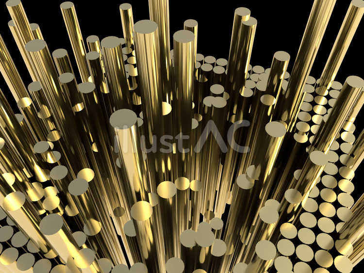 金の円柱の森 ダイナミズム,3d,cgのイラスト素材
