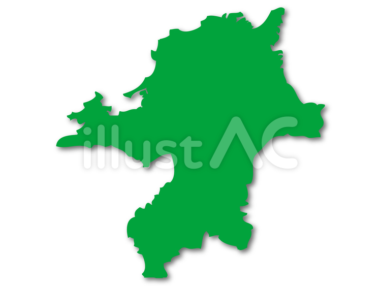 福岡県シルエット2 福岡県,日本地図,地図のイラスト素材
