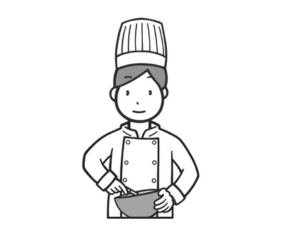 ケーキ等を作るパティシエ(お菓子職人) パティシエ,職業,笑顔,制服,パティスリー,菓子職人,洋菓子,デザート,ケーキ職人,帽子のイラスト素材