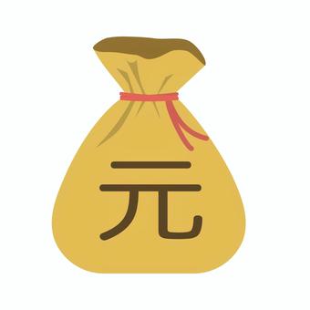 元袋　中国 元袋,元,中国,金貨袋,外貨,資金,貯金,金,お金,布袋のイラスト素材