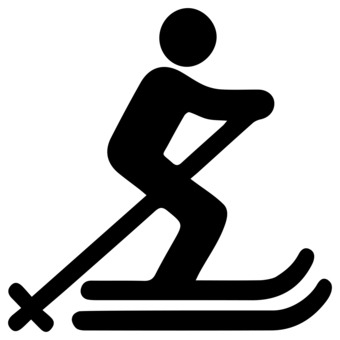 スキーのアイコン 黒 スキー,スキーヤー,スポーツ,レジャー,趣味,山,冬,滑る,アウトドア,ゲレンデのイラスト素材