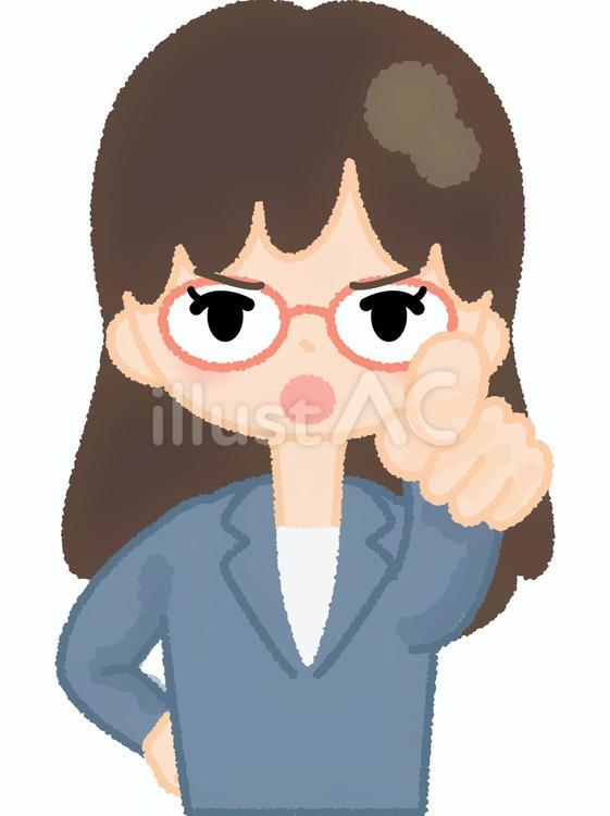 スーツ女性指差し 女性,指差し,注意のイラスト素材