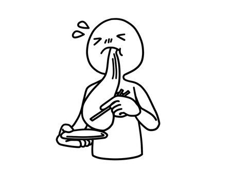 お餅はよく噛んで 手書き,モノクロ,人物,お餅,食べ物,食事,苦しいのイラスト素材