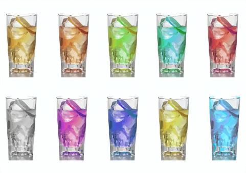 グラスに入った飲み物セット 飲み物,グラス,ドリンク,お茶,氷,リアル,イラスト,素材,ベクター,カクテルのイラスト素材