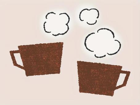 マグカップ　ブラウン系 マグカップ,茶色,コーヒーカップ,スープマグ,湯気,ホットドリンク,コーヒータイム,ほっと一息,休憩,シンプルのイラスト素材