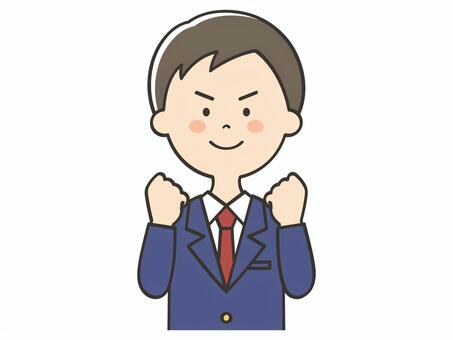 やる気いっぱいな男子学生 やる気,頑張る,元気,頑張ろう,応援,ガッツポーズ,向上心,ファイト,挑戦,努力のイラスト素材