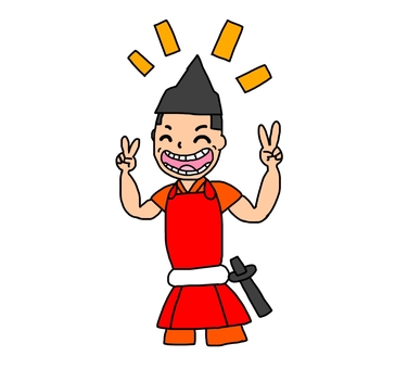 笑顔の鎌倉時代の雑兵 雑兵,侍,武士,鎧武者,兵士,戦士,日本,和風,歴史,日本史のイラスト素材